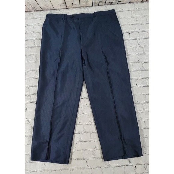 Carlo Pignatelli Classico Navy Blue Shiny Dress Pants MENS SIZE US 40 EU 56 - Picture 1 of 9